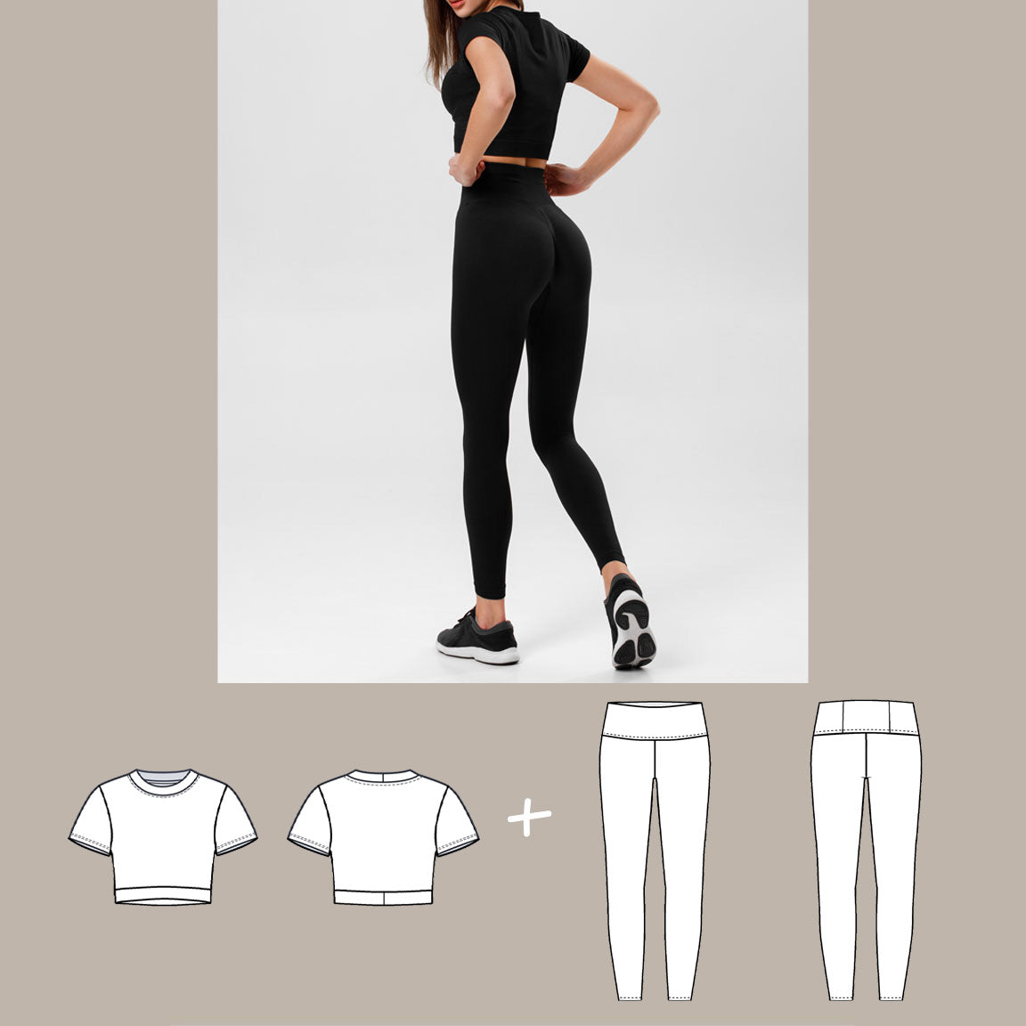 Basic Workout Set PDF digital sewing pattern bundle back image