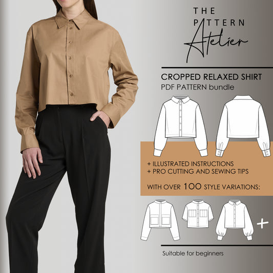 cropped relaxed shirt digital sewing pattern bundle cover image
