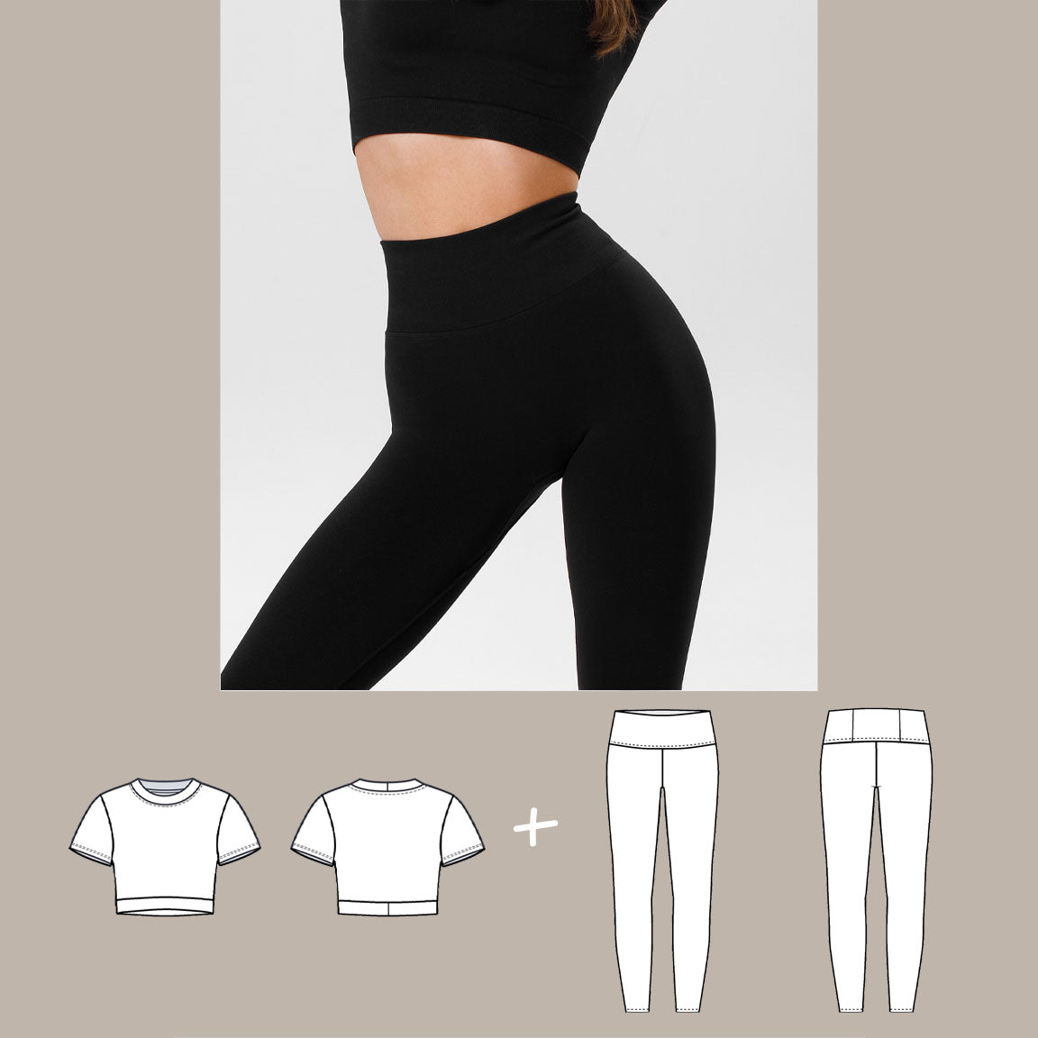 Basic Workout Set PDF digital sewing pattern bundle detail image