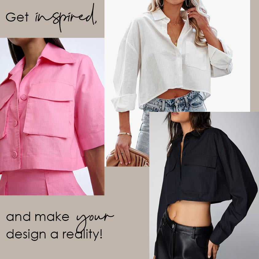 cropped relaxed shirt digital sewing pattern bundle inspiration image