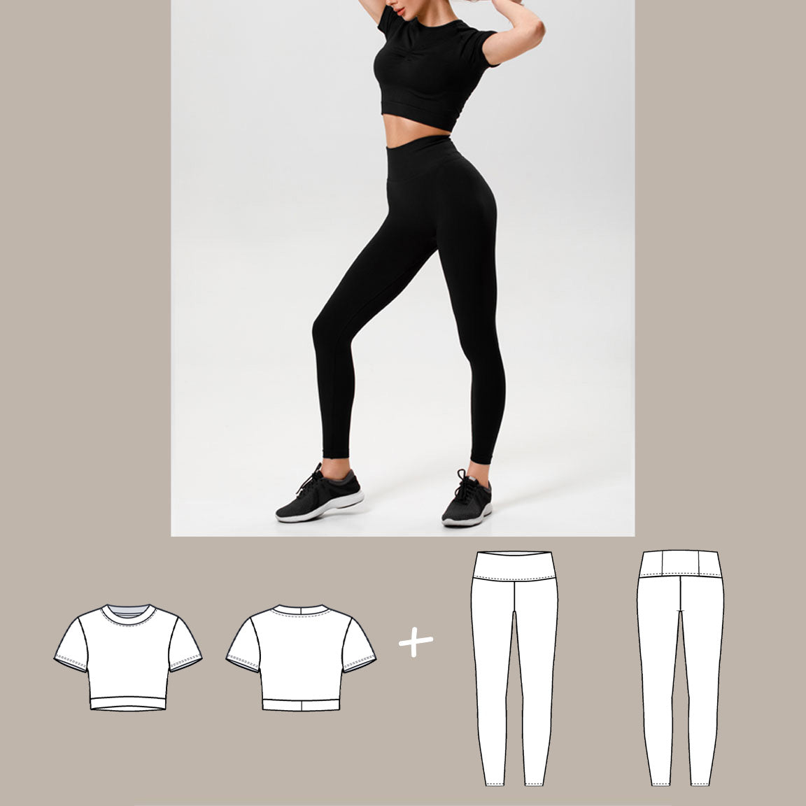 Basic Workout Set PDF digital sewing pattern bundle front image
