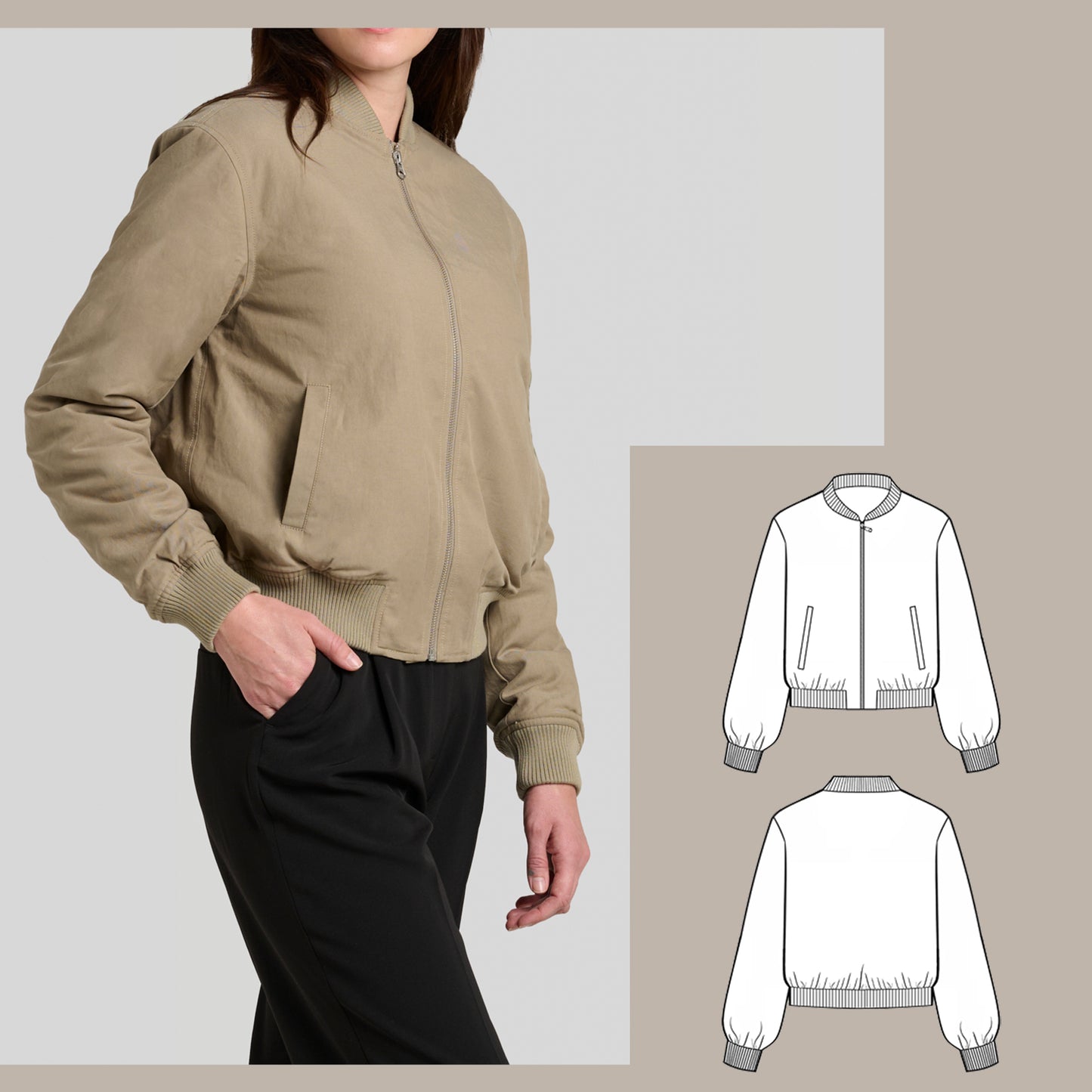 Bomber Jacket PDF digital sewing pattern side image