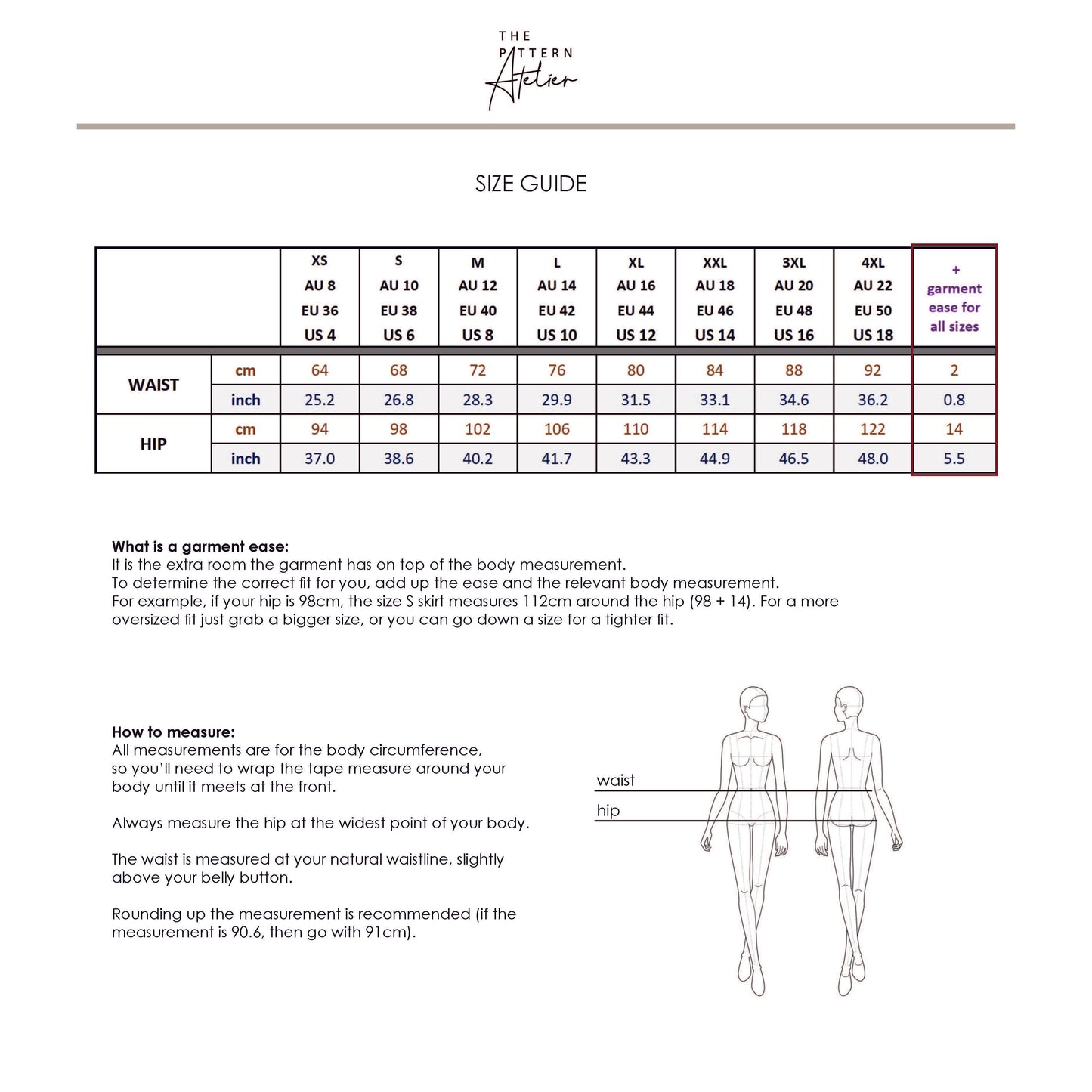 Midi Drawstring Skirt PDF digital sewing pattern size guide