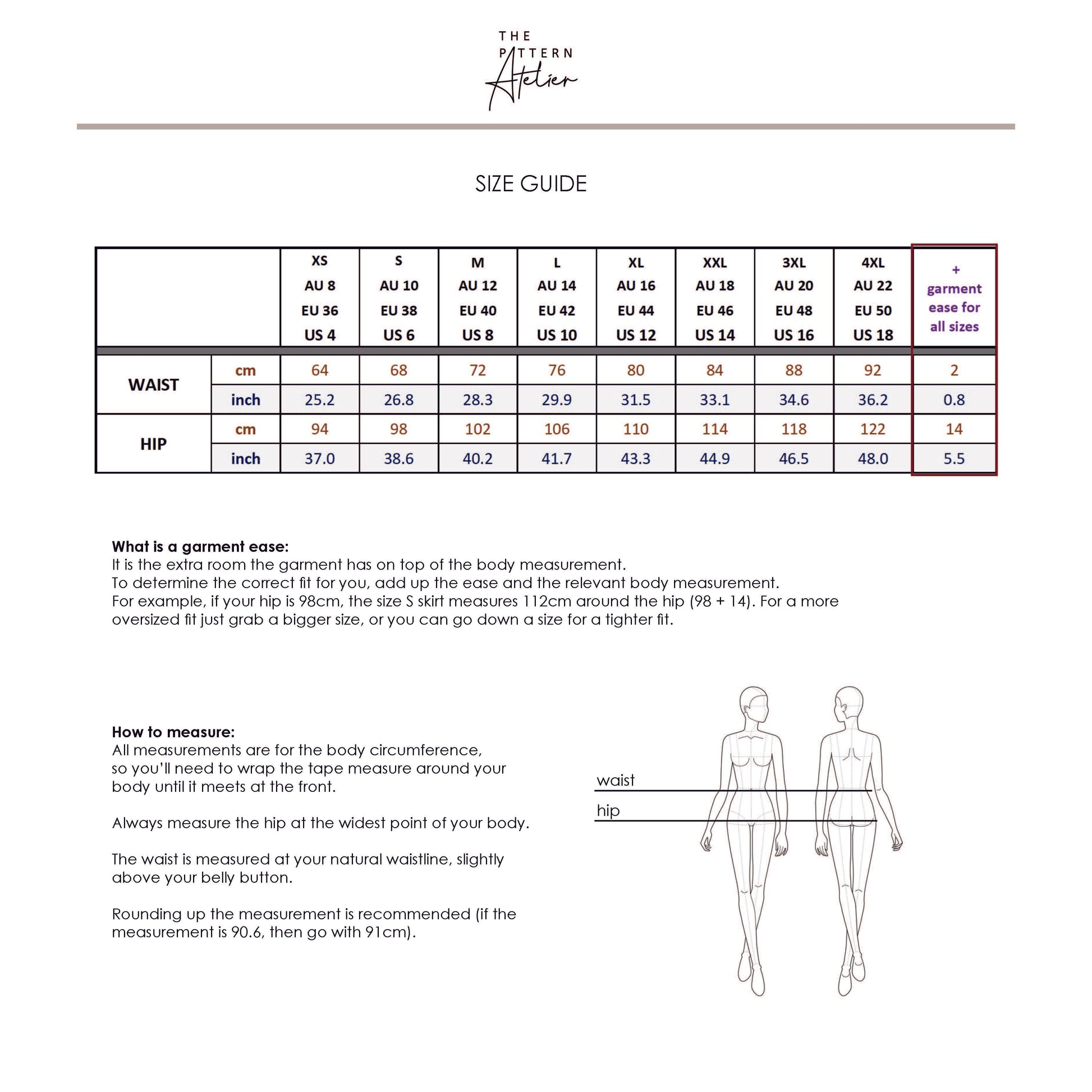 Midi Drawstring Skirt PDF digital sewing pattern size guide