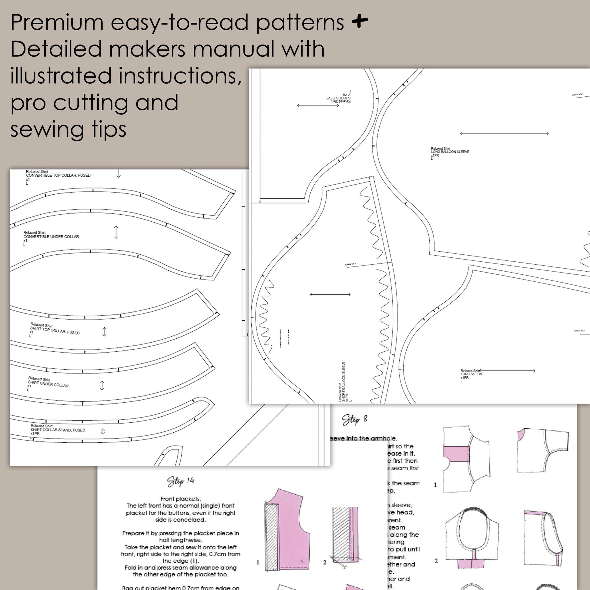 Relaxed Shirt PDF digital sewing pattern BUNDLE | Instant download – The Pattern Atelier relaxed-shirt-pdf-digital-sewing-pattern-bundle-instant-download-the-pattern-atelier