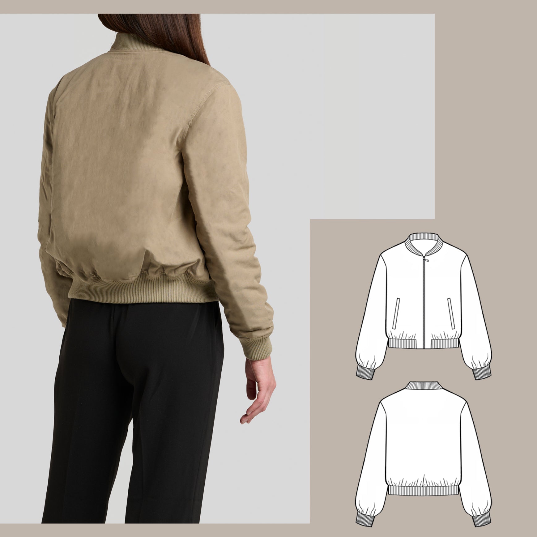 Bomber Jacket PDF digital sewing pattern back image