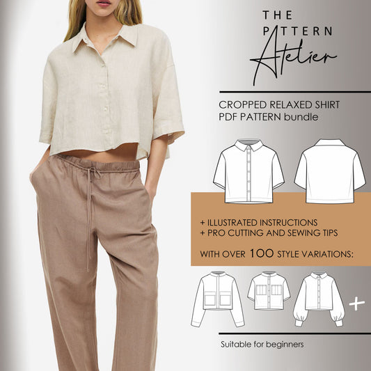 cropped relaxed shirt digital sewing pattern bundle cover image