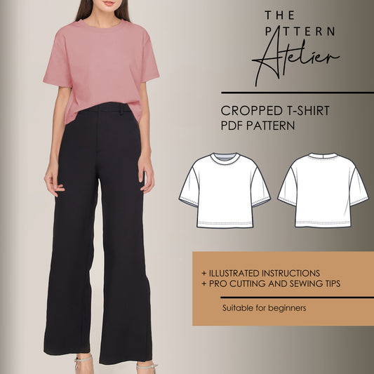 Basic Cropped T-Shirt PDF digital sewing pattern cover image
