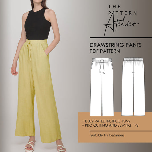 Wide Leg Drawstring Pant PDF digital sewing pattern cover image