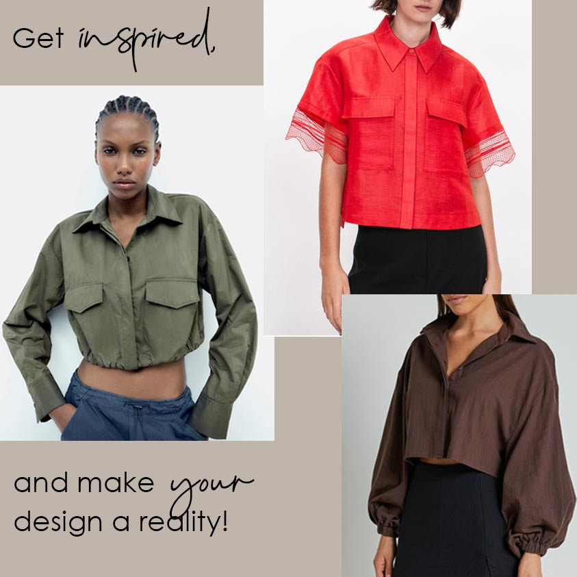 cropped relaxed shirt digital sewing pattern bundle inspiration image