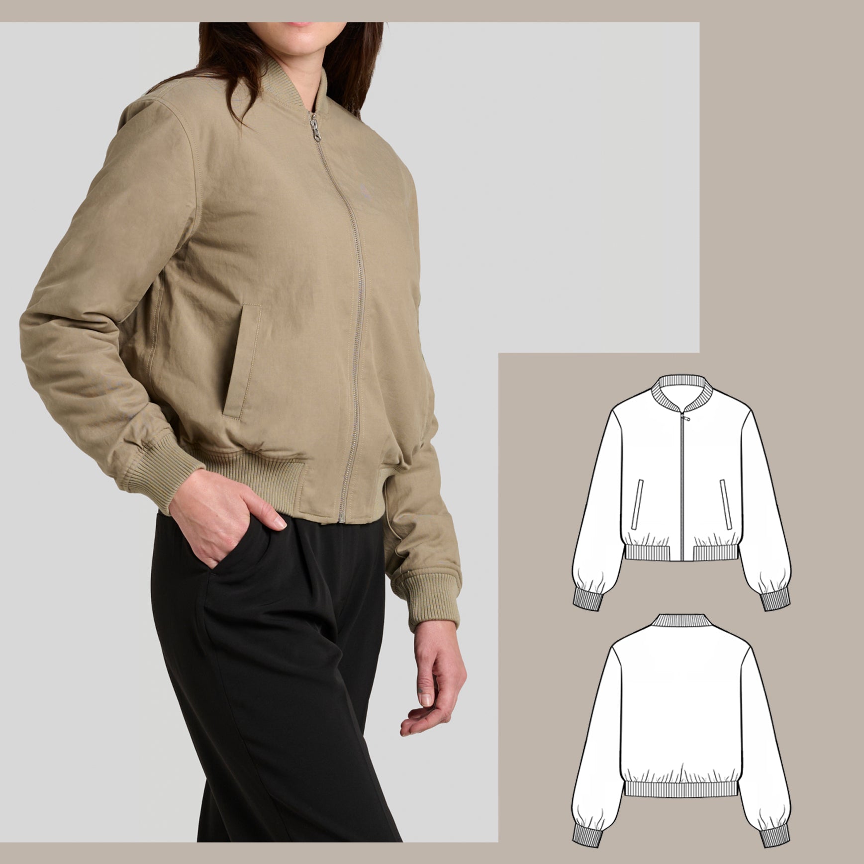 Bomber Jacket PDF digital sewing pattern side image