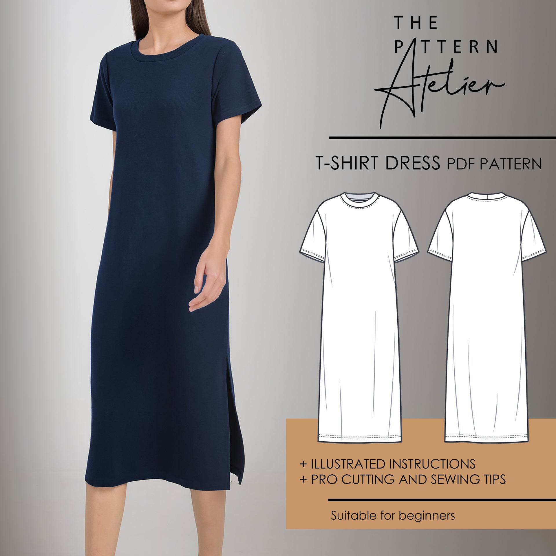 Basic Midi T-Shirt Dress PDF digital sewing pattern